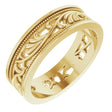 14K Yellow Gold 6.4 mm Milgrain Sculptural Flat Band Size 9
