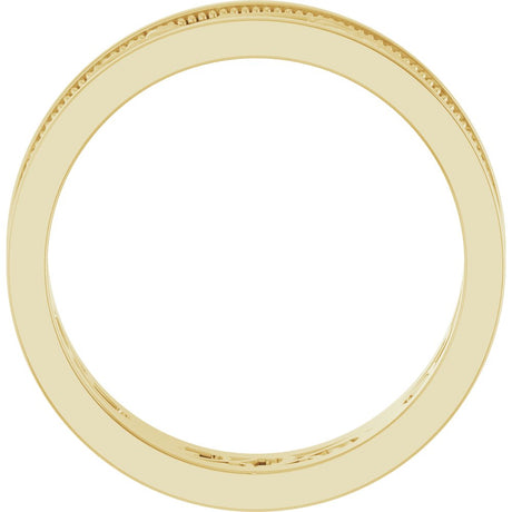 10K Yellow Gold 6.4 mm Milgrain Sculptural Flat Band Size 10