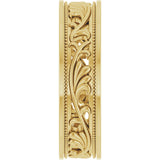 10K Yellow Gold 6.4 mm Milgrain Sculptural Flat Band Size 10
