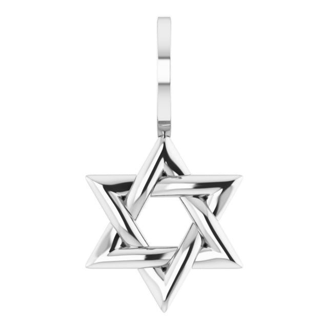 14K White Star of David Pendant
