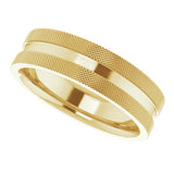 14K Yellow Gold 6 mm Knurled Edge Flat Band Size 6.5