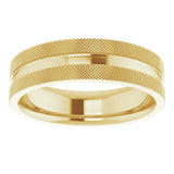14K Yellow Gold 6 mm Knurled Edge Flat Band Size 6.5