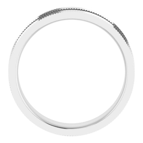 10K White Gold 6 mm Knurled Edge Flat Band Size 8