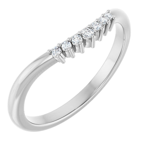 14K White .06 CT Natural Diamond Contour Band