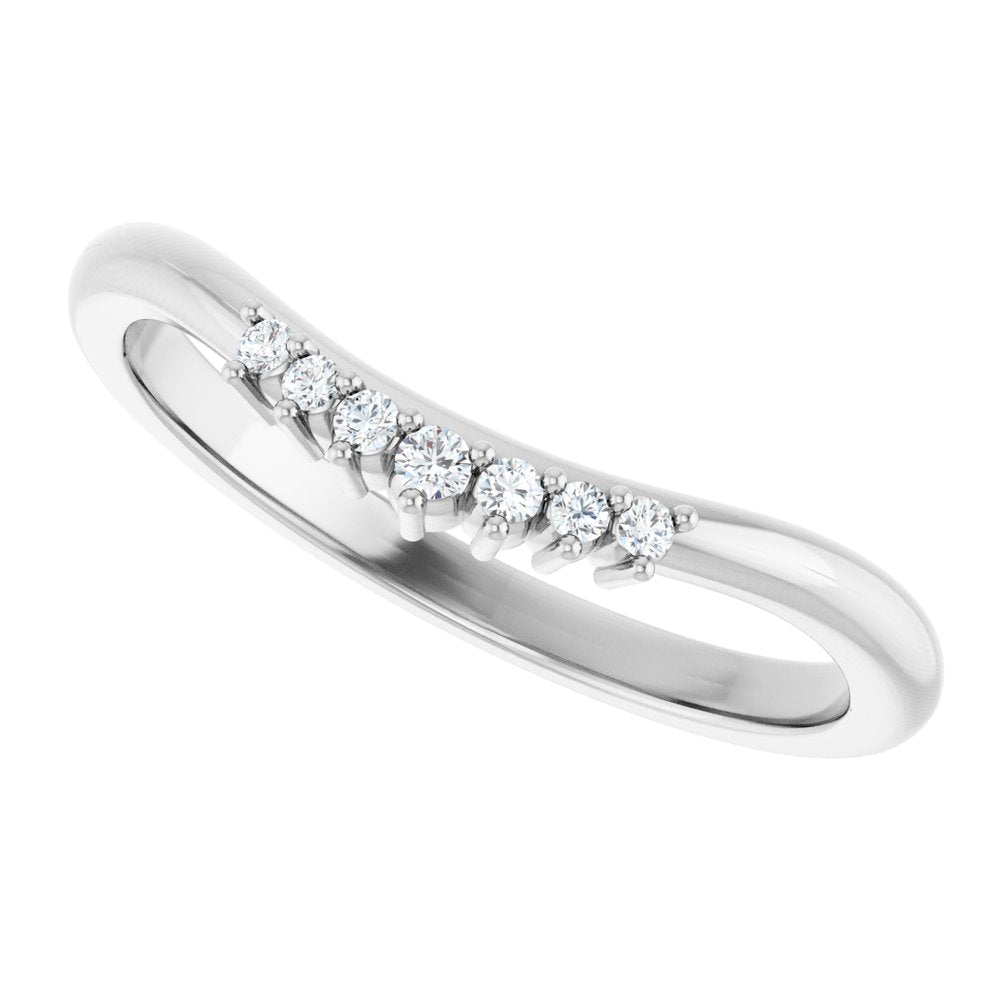 14K White .06 CT Natural Diamond Contour Band