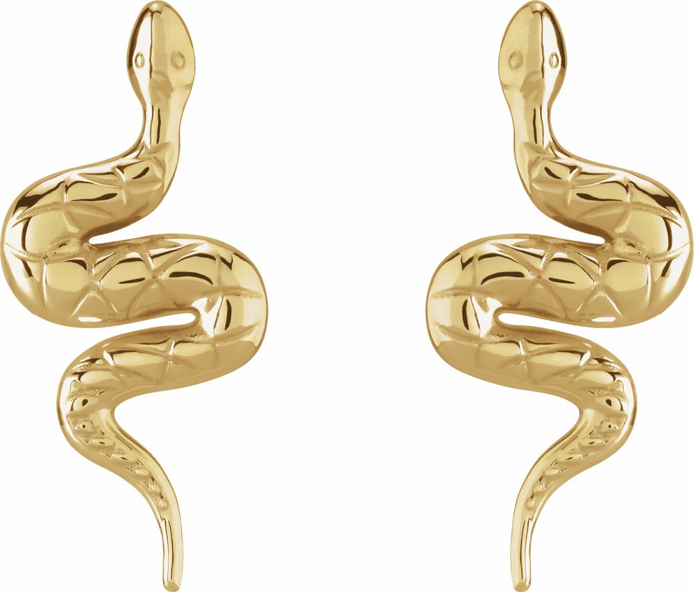 14K Yellow Pair Snake Friction Back Earring