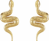 14K Yellow Pair Snake Friction Back Earring