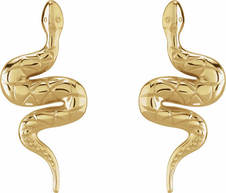 14K Yellow Pair Snake Friction Back Earring