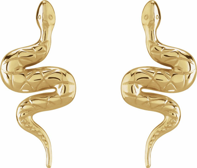14K Yellow Pair Snake Friction Back Earring