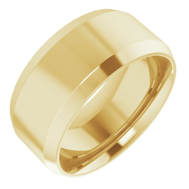 18K Yellow 9 mm Beveled-Edge Comfort-Fit Flat Band Size 11