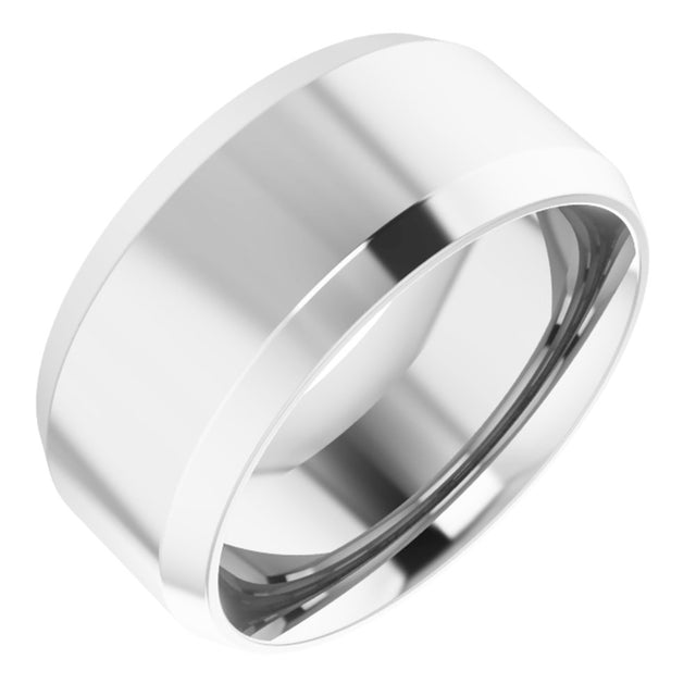Platinum 9 mm Beveled-Edge Comfort-Fit Flat Band Size 12.5