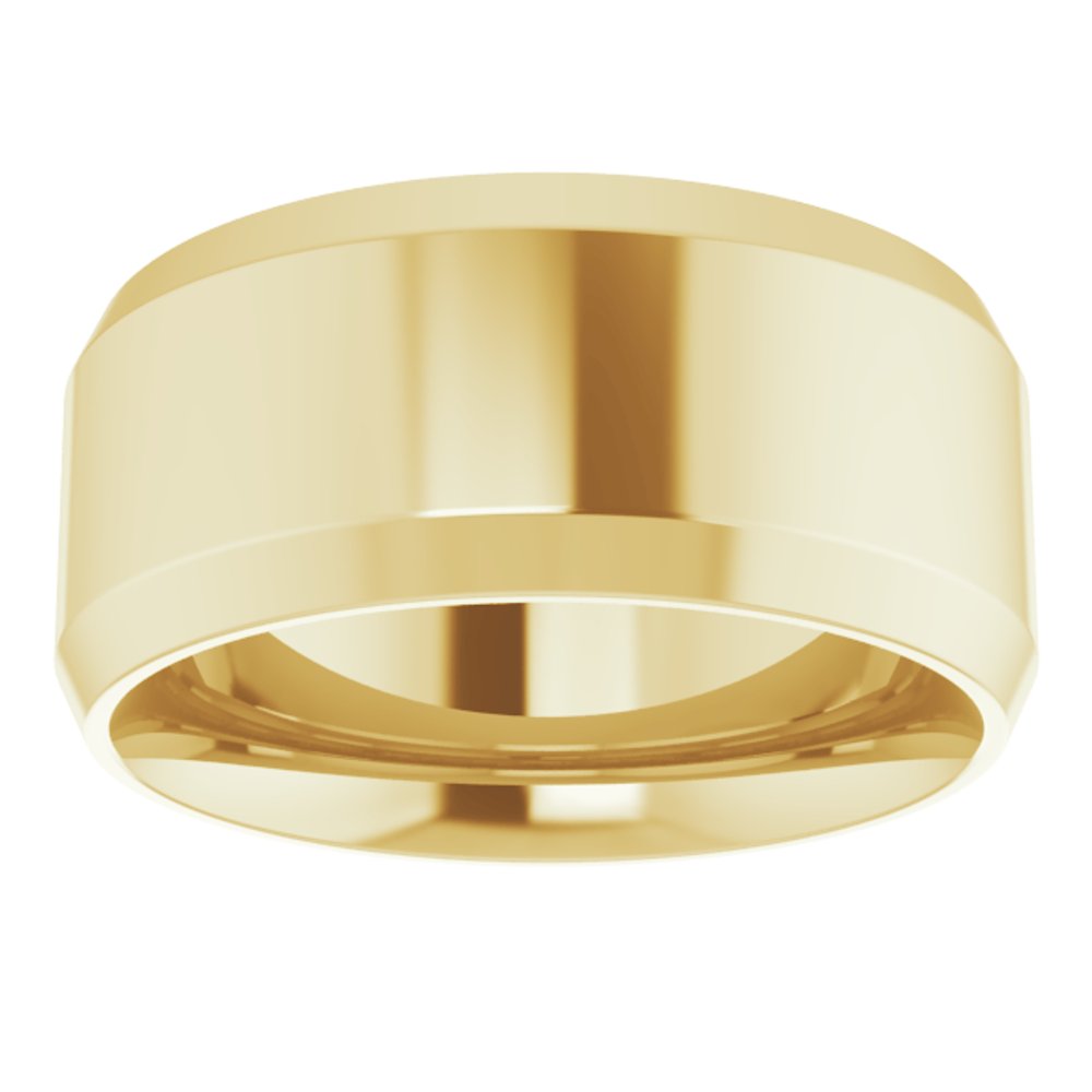18K Yellow 9 mm Beveled-Edge Comfort-Fit Flat Band Size 11