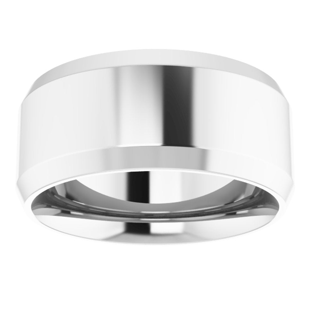 Platinum 9 mm Beveled-Edge Comfort-Fit Flat Band Size 12.5