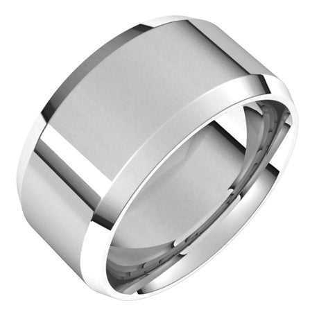 Platinum 10 mm Beveled-Edge Comfort-Fit Flat Band Size 8.5