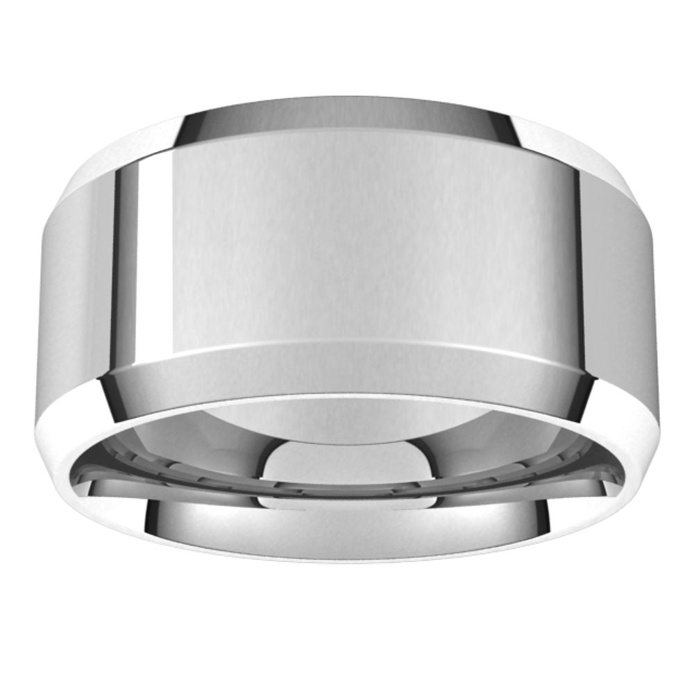 14K White 10 mm Beveled-Edge Comfort-Fit Band