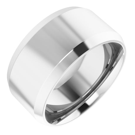 14K White Gold 10 mm Beveled-Edge Comfort-Fit Flat Band Size 11.5
