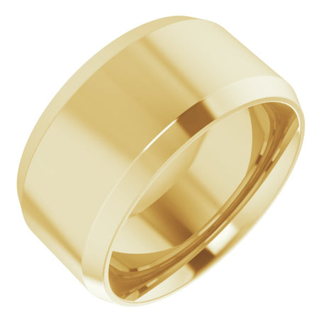 14K Yellow 10 mm Beveled-Edge Comfort-Fit Flat Band Size 10.5