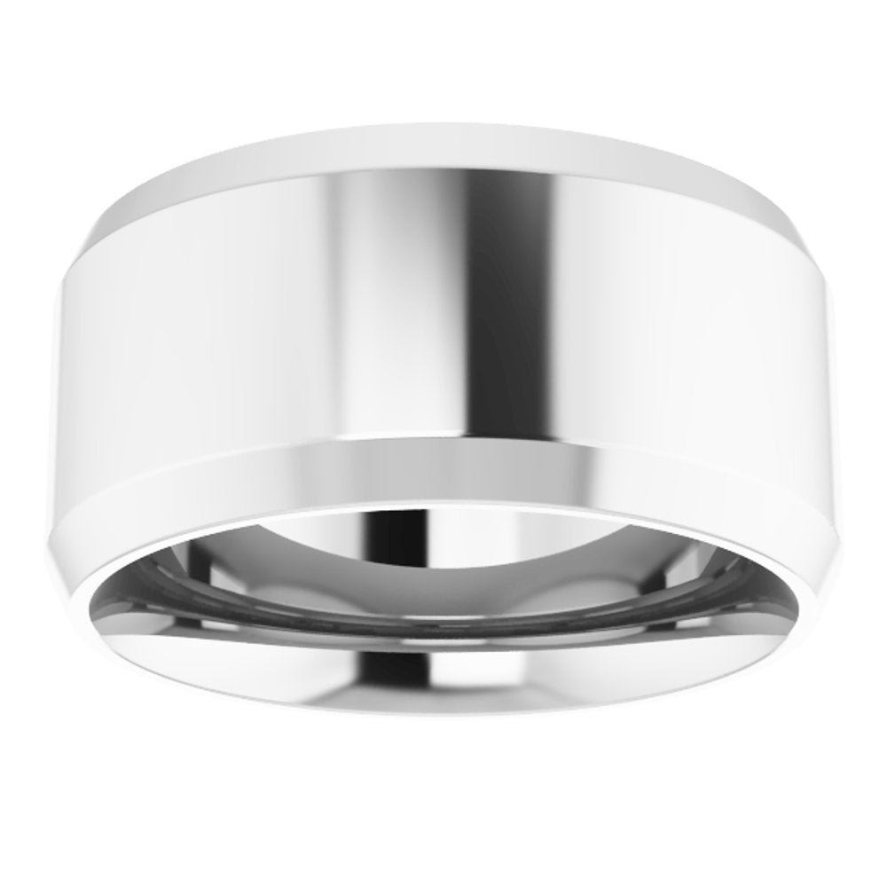 Sterling Silver 10 mm Beveled-Edge Comfort-Fit Flat Band Size 5.5