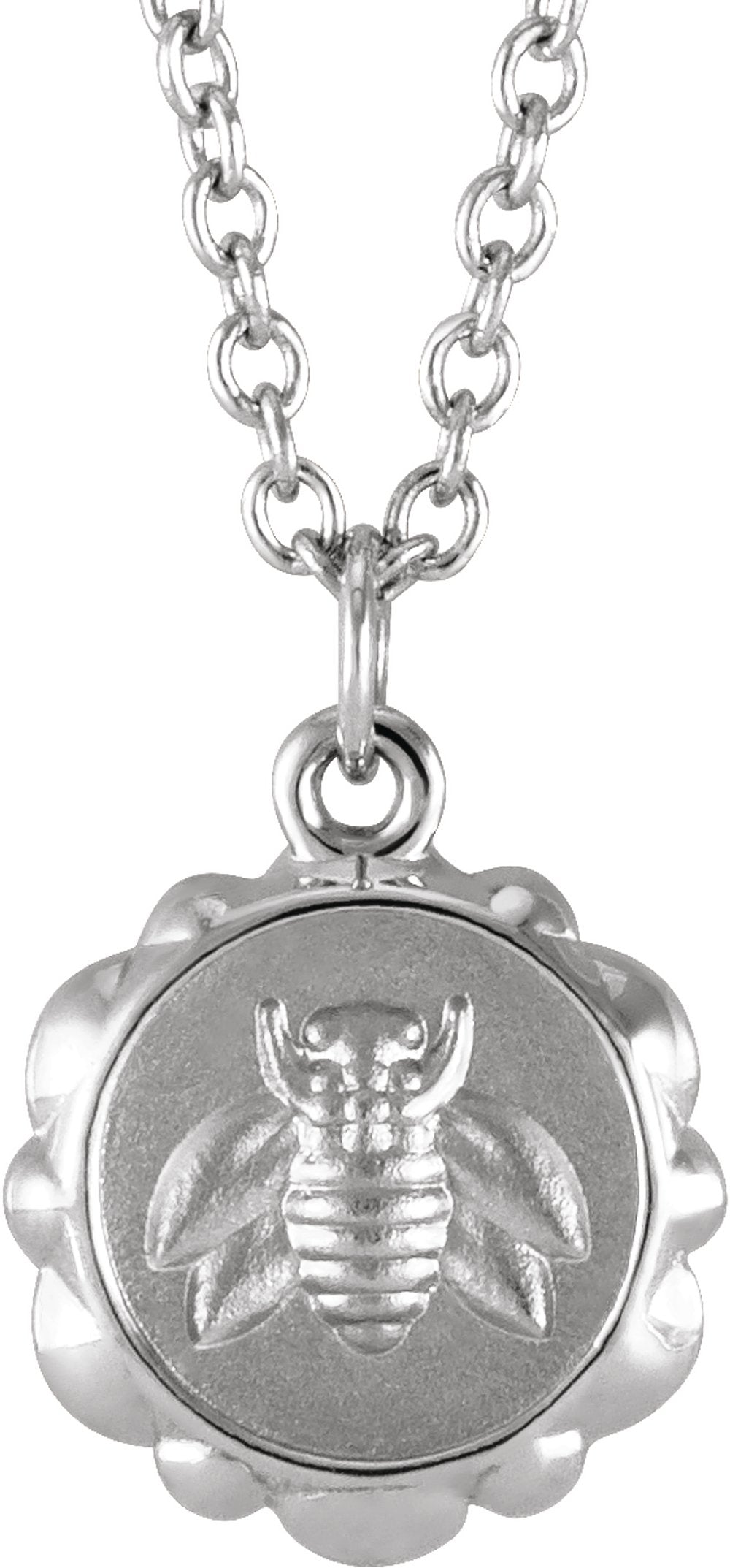 Sterling Silver Bee Medallion 16-18" Necklace