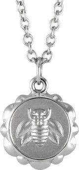 Sterling Silver Bee Medallion 16-18" Necklace