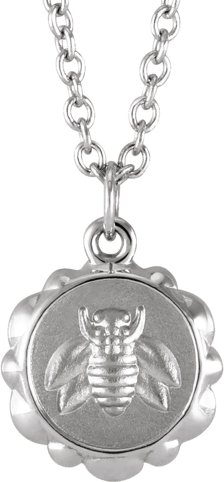 Sterling Silver Bee Medallion 16-18" Necklace