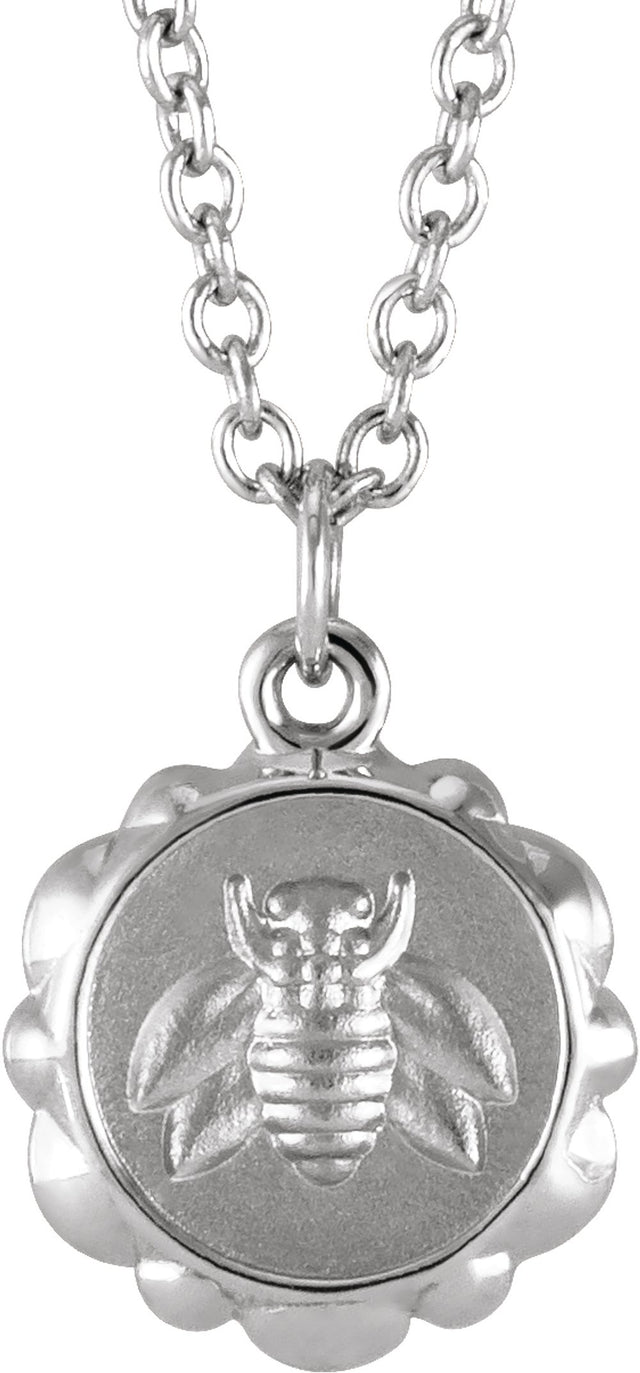 Sterling Silver Bee Medallion 16-18" Necklace