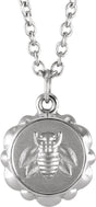Sterling Silver Bee Medallion 16-18" Necklace