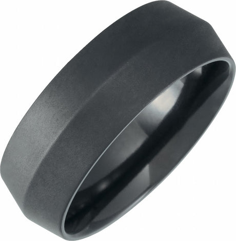Black Titanium 8 mm Knife Edge Band with Satin Finish Size 7