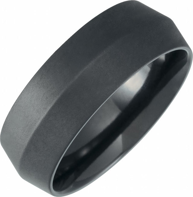 Black Titanium 8 mm Knife Edge Band with Satin Finish Size 7