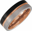 18K Rose Gold PVD & Black PVD Tungsten 8 mm Grooved Comfort-Fit Flat Band Size 7