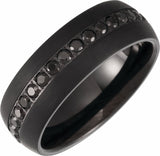 Tungsten Black PVD 8 mm Imitation Black Zircon Comfort-Fit Band Size 7