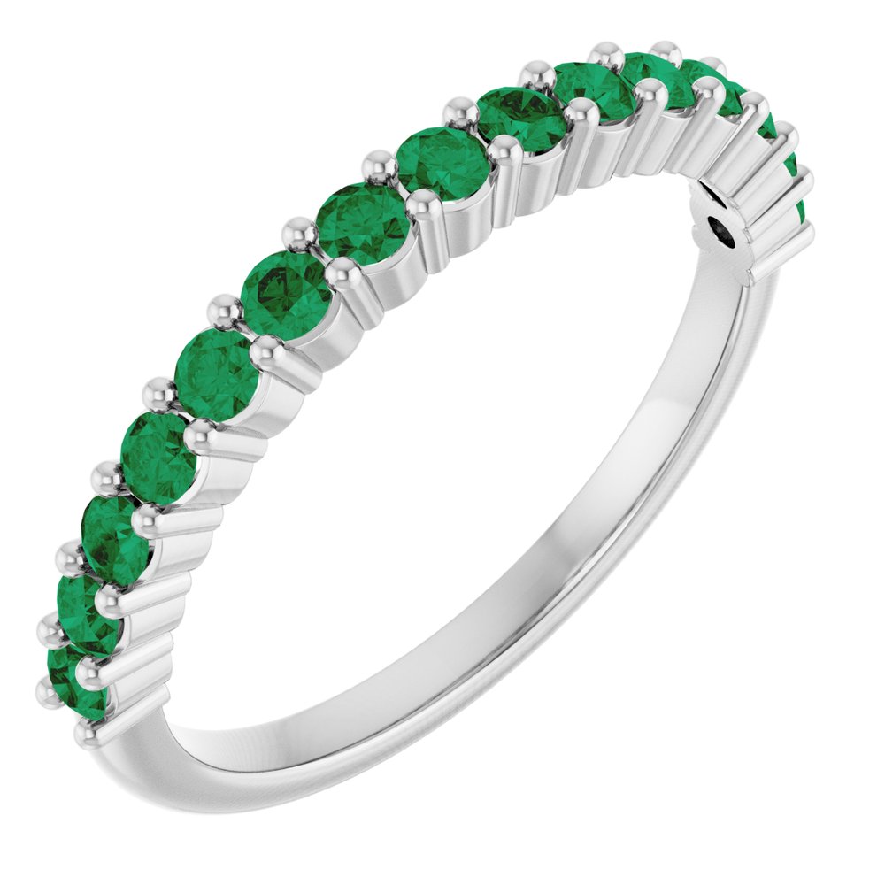 14K White Gold Lab-Grown Emerald 15-Year Anniversary Band