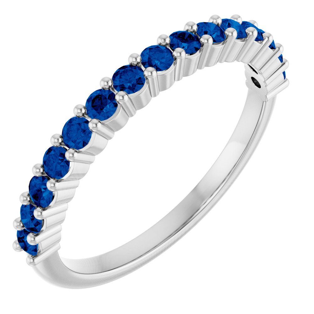 14K White Gold Natural Blue Sapphire 15-Year Anniversary Band