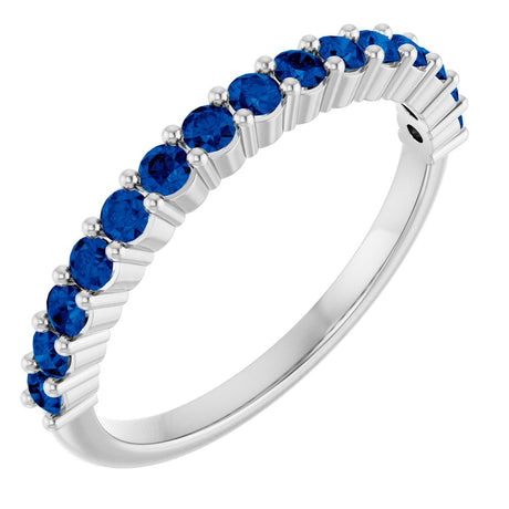 14K White Gold Natural Blue Sapphire 15-Year Anniversary Band