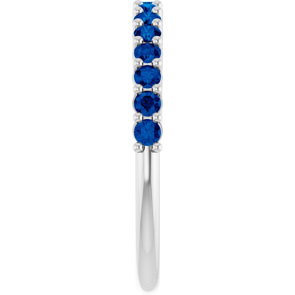 14K White Gold Natural Blue Sapphire 15-Year Anniversary Band
