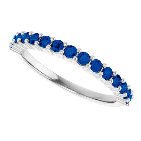 14K White Gold Natural Blue Sapphire 15-Year Anniversary Band
