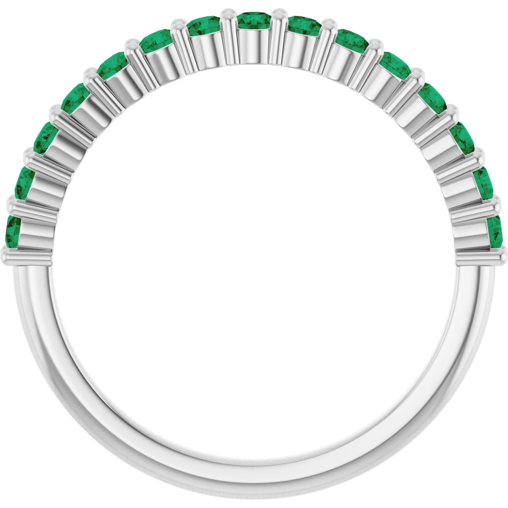 14K White Gold Lab-Grown Emerald 15-Year Anniversary Band