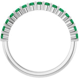 14K White Gold Lab-Grown Emerald 15-Year Anniversary Band