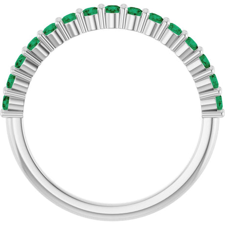 14K White Gold Lab-Grown Emerald 15-Year Anniversary Band