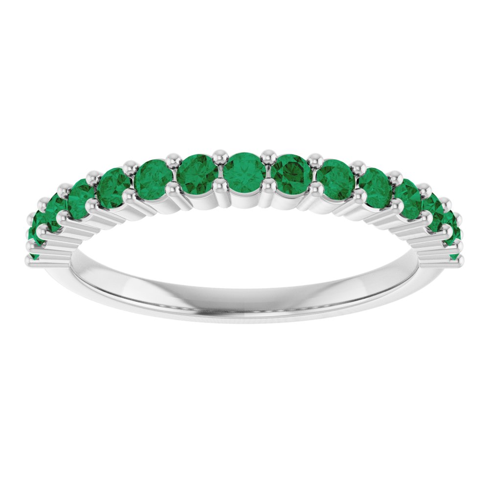14K White Gold Lab-Grown Emerald 15-Year Anniversary Band