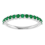 14K White Gold Lab-Grown Emerald 15-Year Anniversary Band