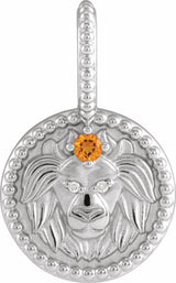 Sterling Silver Natural Citrine & .005 CTW Natural Diamond Leo Charm/Pendant