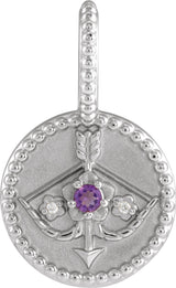 14K White Natural Amethyst & .005 CTW Natural Diamond Sagittarius Charm/Pendant