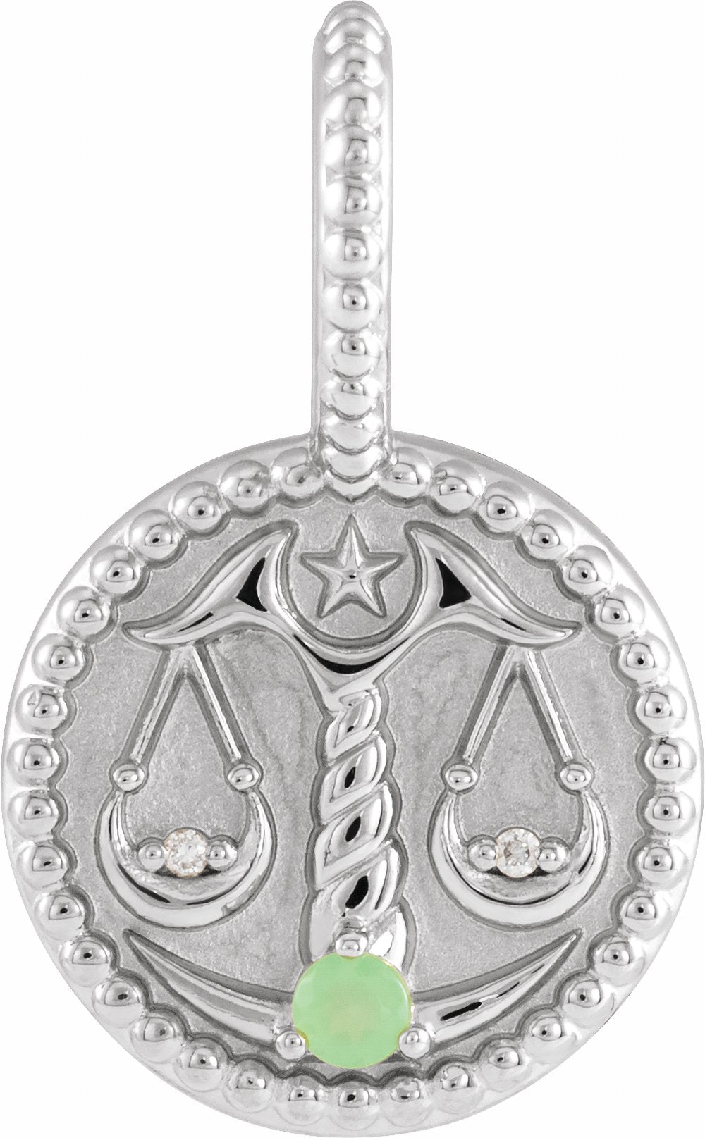 Sterling Silver Natural Green Chrysoprase & .005 CTW Natural Diamond Libra Charm/Pendant