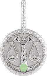 Sterling Silver Natural Green Chrysoprase & .005 CTW Natural Diamond Libra Charm/Pendant