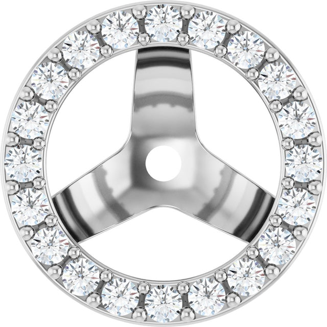 14K White Gold 1/4 CTW Natural Diamond Halo-Style Earring Jackets