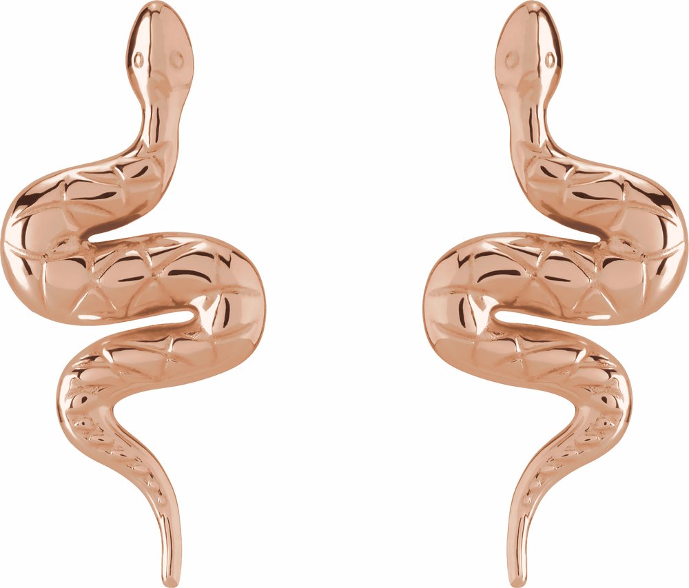 14K Rose Pair Snake Friction Back Earring