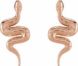 14K Rose Pair Snake Friction Back Earring