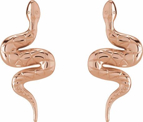 14K Rose Pair Snake Friction Back Earring