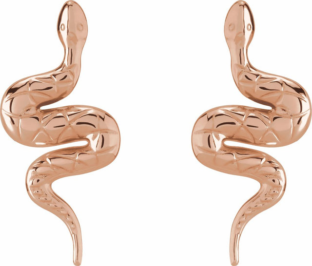 14K Rose Pair Snake Friction Back Earring
